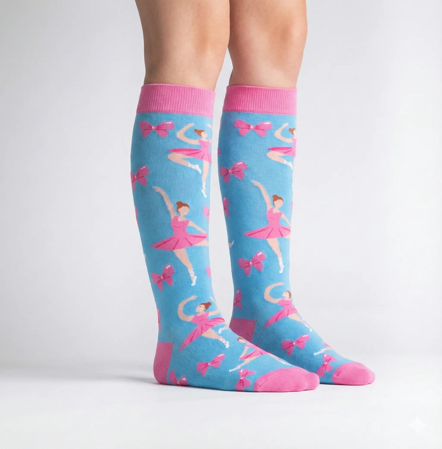 Calceta Larga de Bailarina de Ballet Azul con Rosa - Unitalla