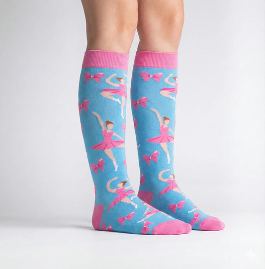 Calceta Larga de Bailarina de Ballet Azul con Rosa - Unitalla