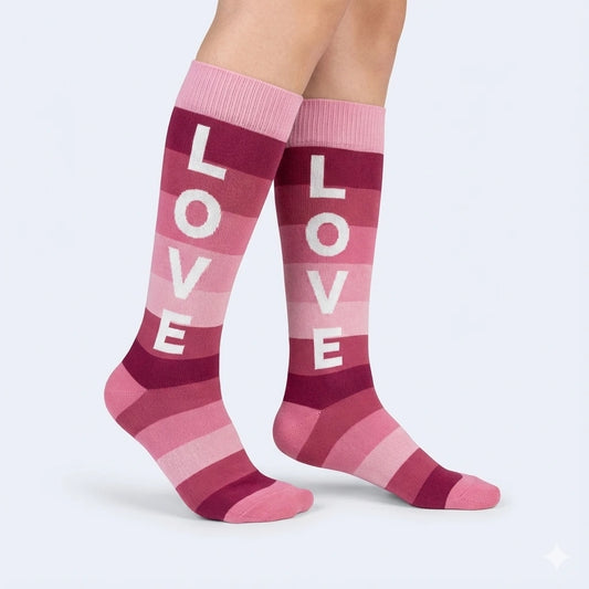 Calceta Larga Colores Rosa LOVE - Unitalla