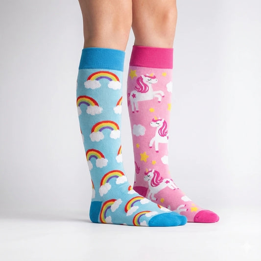 Calceta Larga de Arcoíris y Unicornios - Unitalla